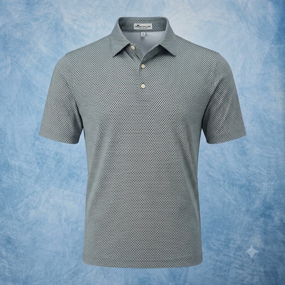 Peter Millar Summer Comfort Polo Shirt Mens Large Green Ping Pong Paddle Print